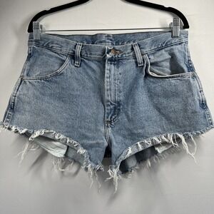 Rustler Cut Off‎ Denim Jean Short Shorts 32 Distressed Blue Raw Edge 3" Grunge